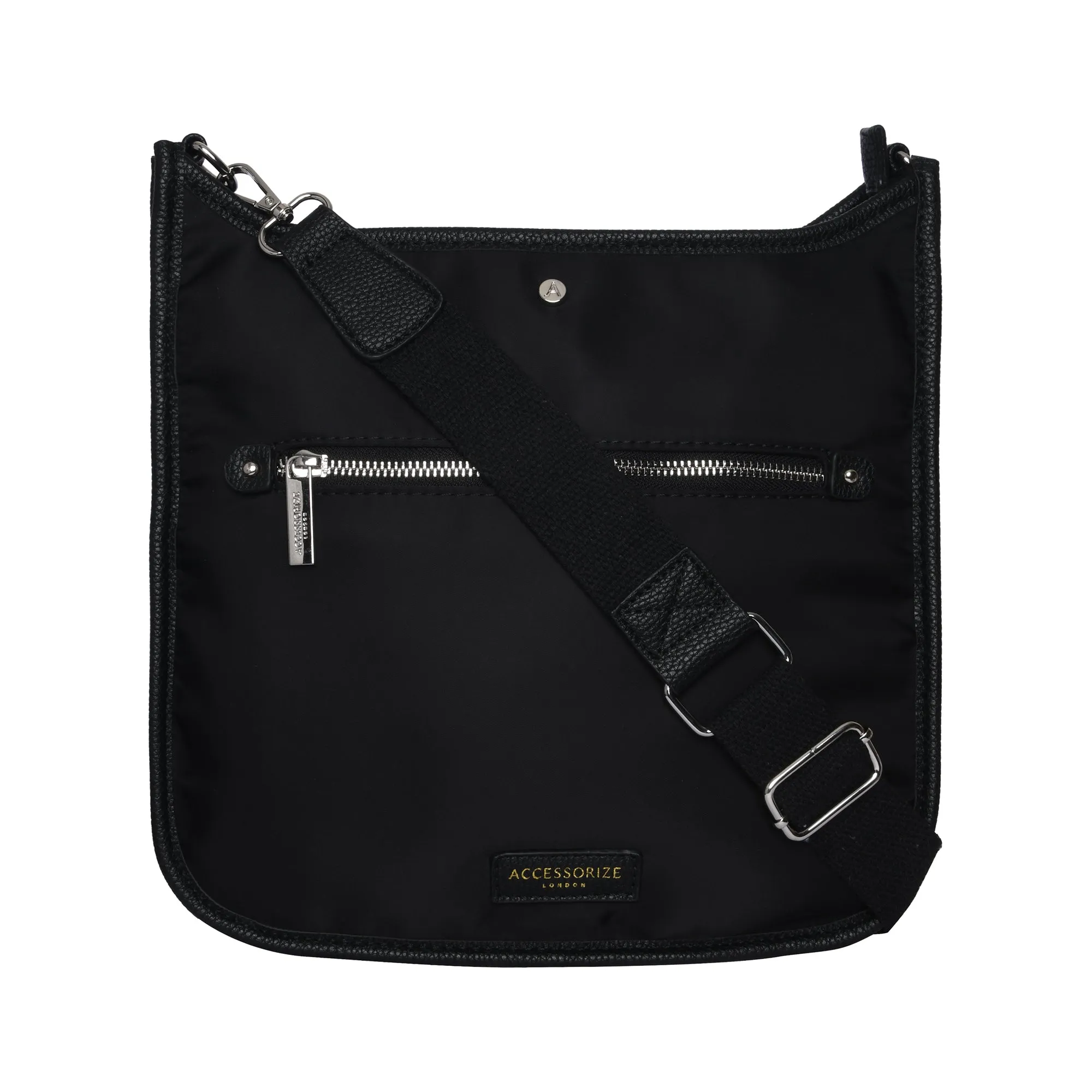 Accessorize London Women's Faux Leather Black Maci Large Messenger