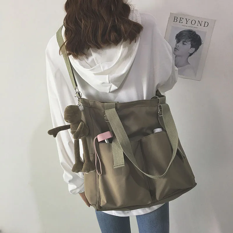 Adorable Solid Color Large Capacity Shoulder Bag