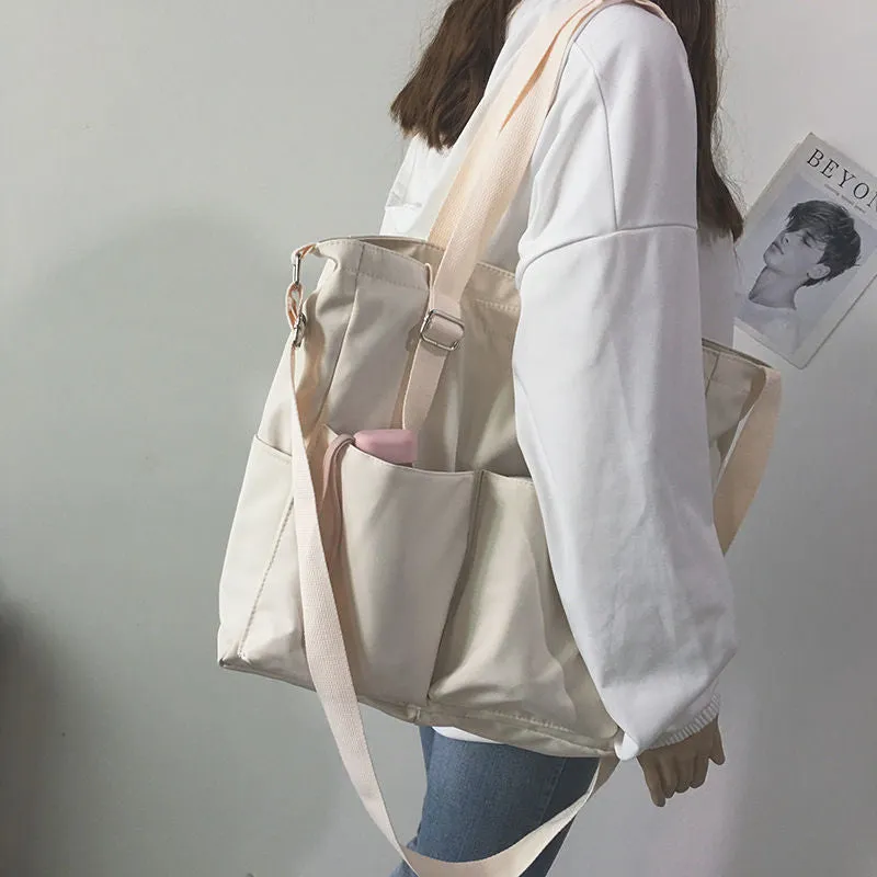 Adorable Solid Color Large Capacity Shoulder Bag