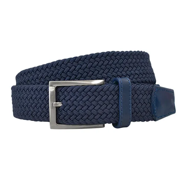 ALEC - Mens Navy and Black Woven Elastic Stretch Belt Gift Pack