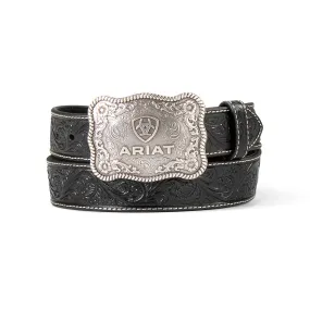 Ariat Mens Black Belt w/ Embossed Buckle