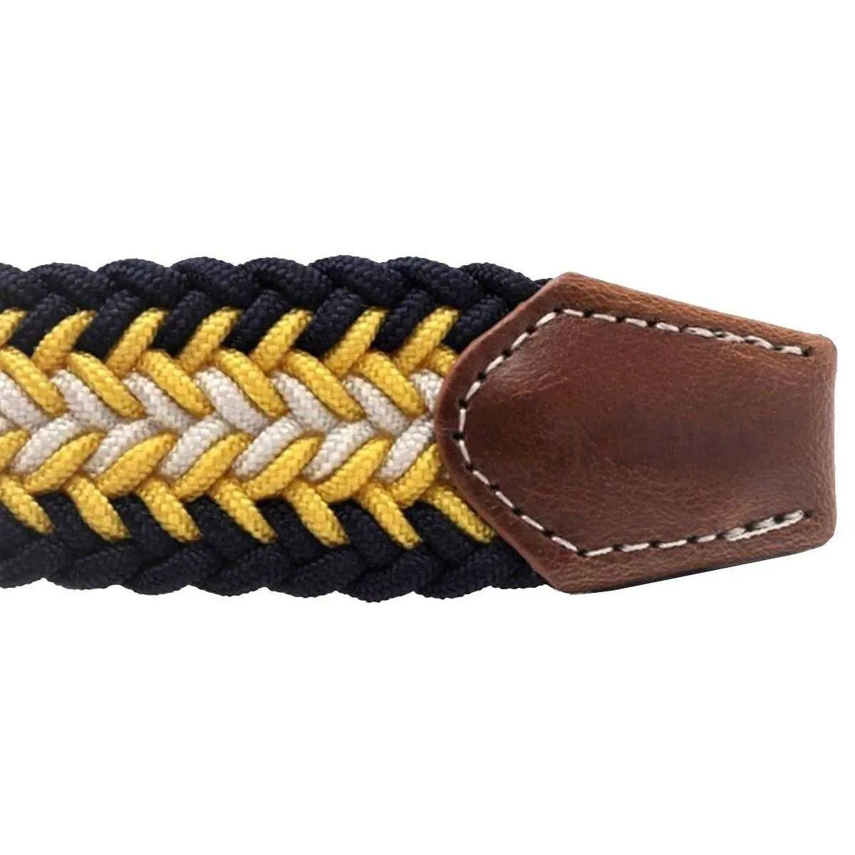 Bassin and Brown Timbs Arrow Stripe Woven Belt - Yellow/Navy/White