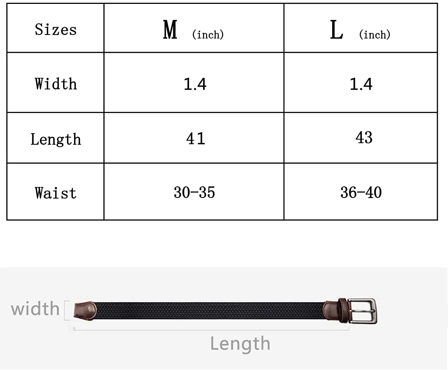 Belt for Men,Woven Stretch Braided Belt -Golf Casual Belts,Width 1 3/8"