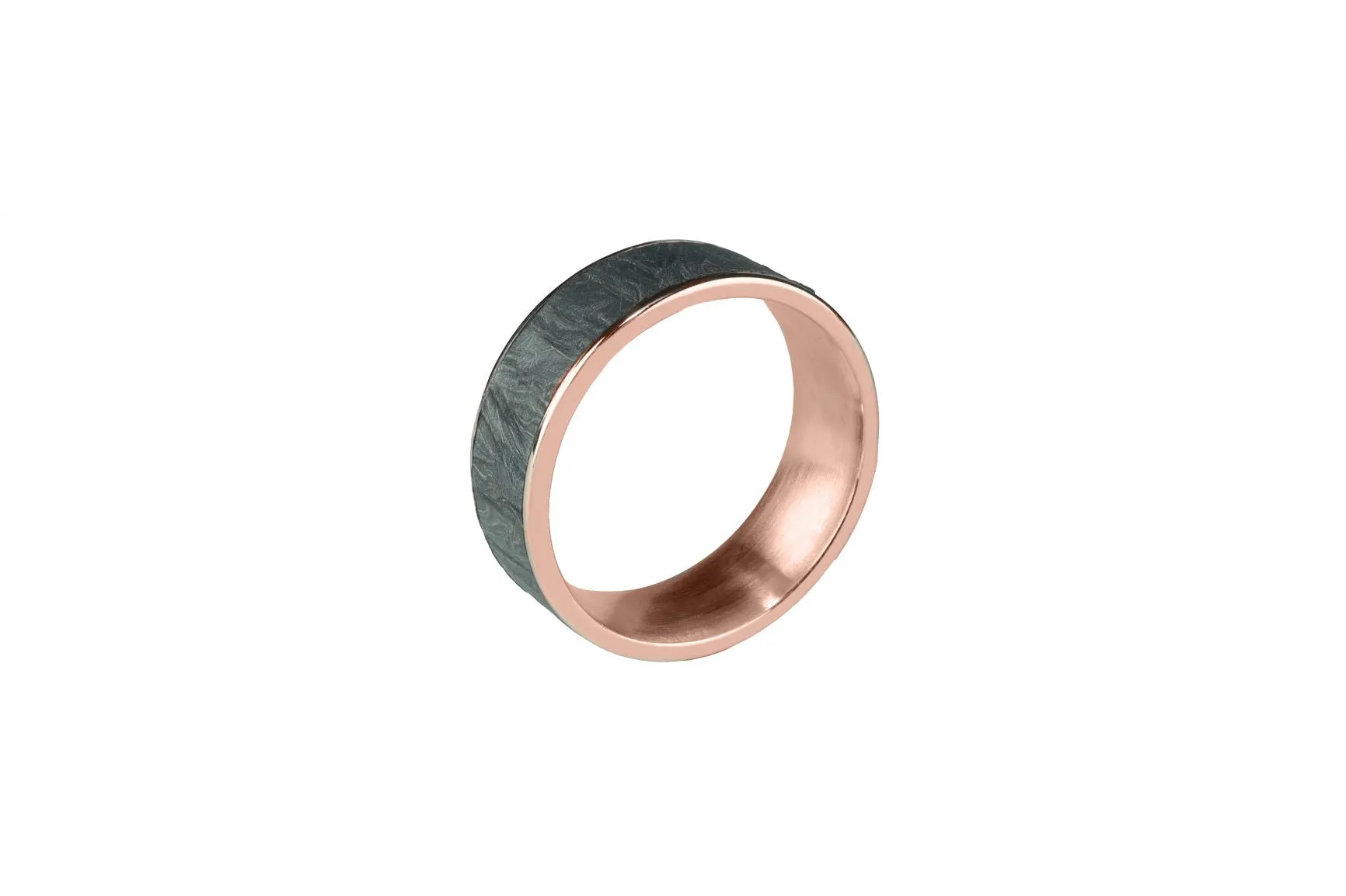 Benchmark Men's Wedding Band Rose Gold & Tantalum Fabric Flow