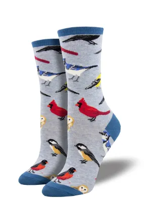 Bird Is The Word (Blue) Women's Crew Socks