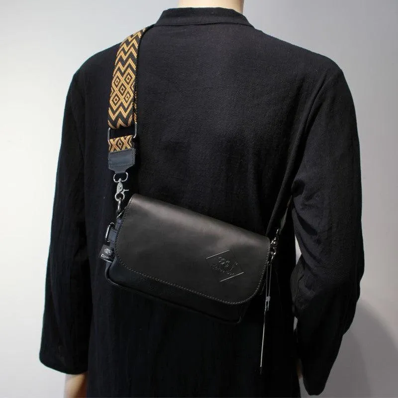 Black PU Leather Messenger Bag