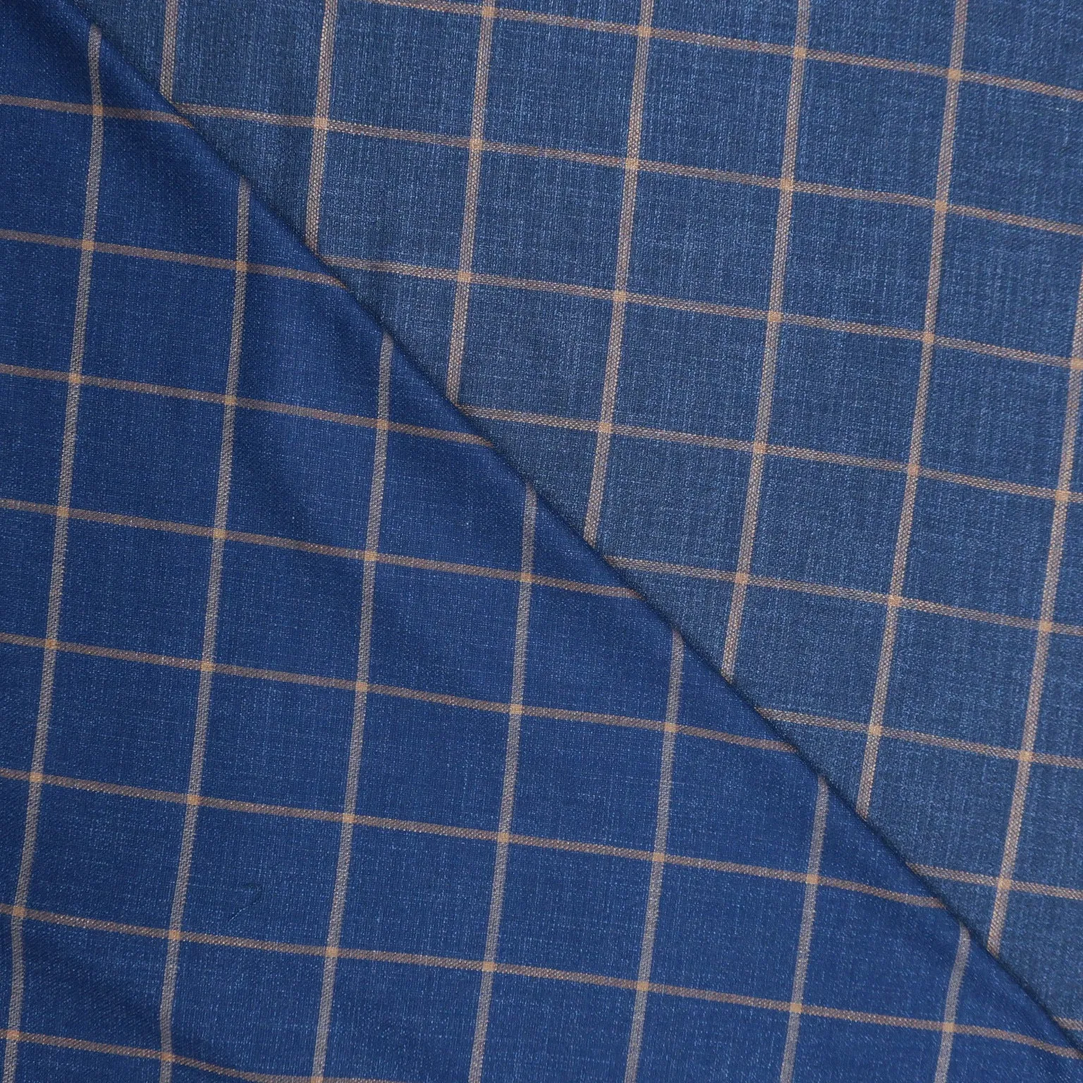 Blue and Ivory Windowpane Dynamic Luxury Blend Ariston Fabric