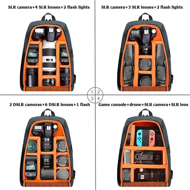 Camera Bag Outdoor Portable Waterproof Scratch Resistant Dual Shoulders Backpack Camera Bag S839943