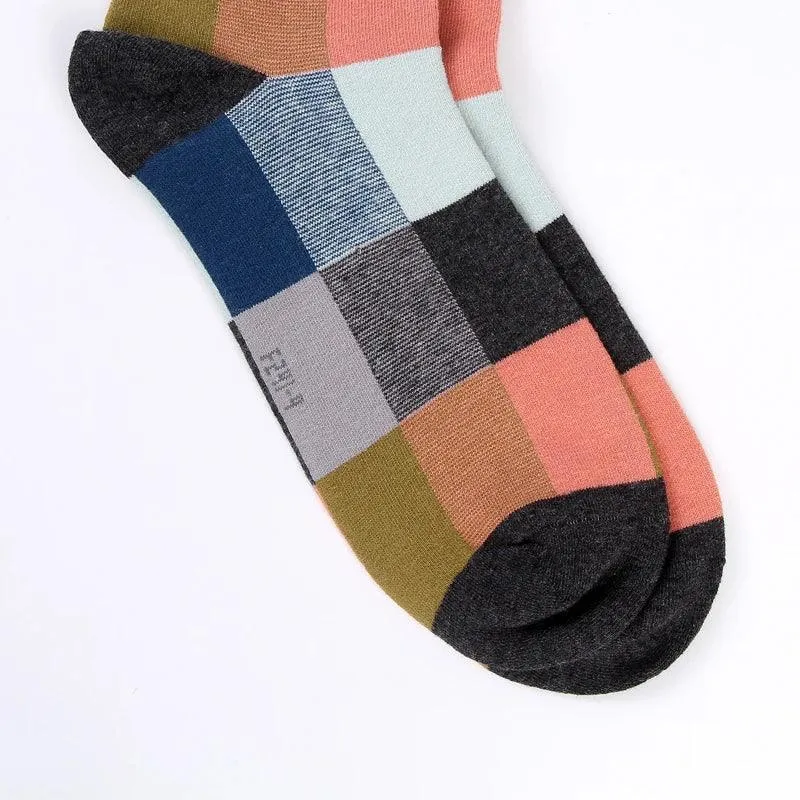 Colorful Square Compression Socks for Men: Fashionable Cotton Blend