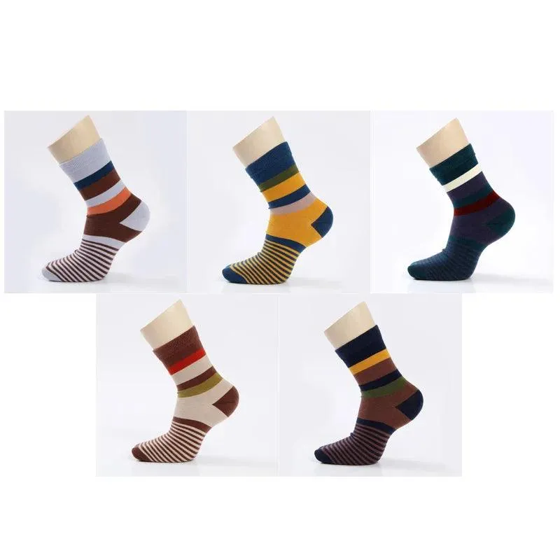 Colorful Square Compression Socks for Men: Fashionable Cotton Blend