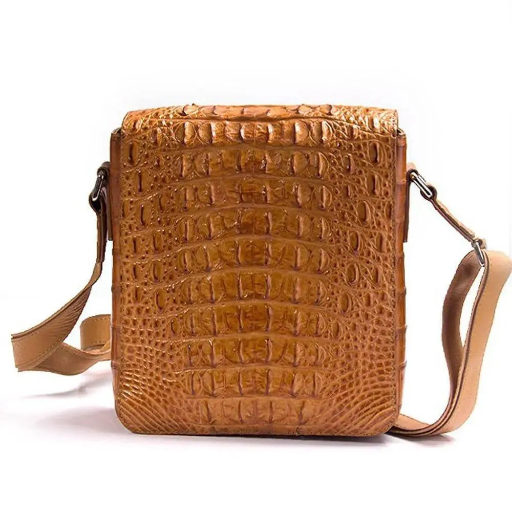 Crocodile Crossbody Bag for Men,Small Shoulder Bag Messenger Bag for Cell Phone,Neck Pouch Bag Passport Holder