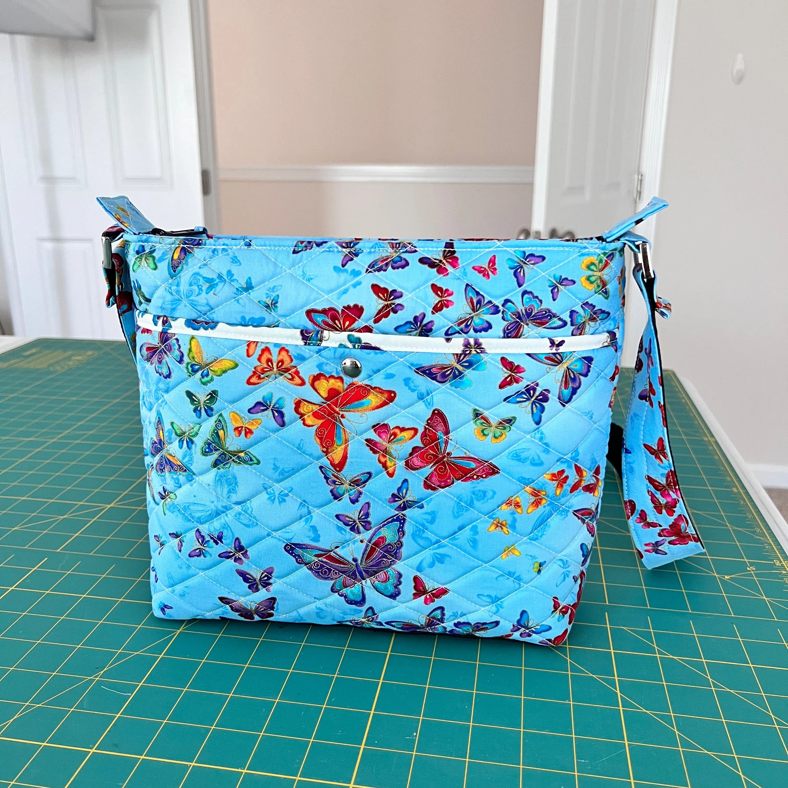 Crossbody messenger shoulder bag - Butterflies