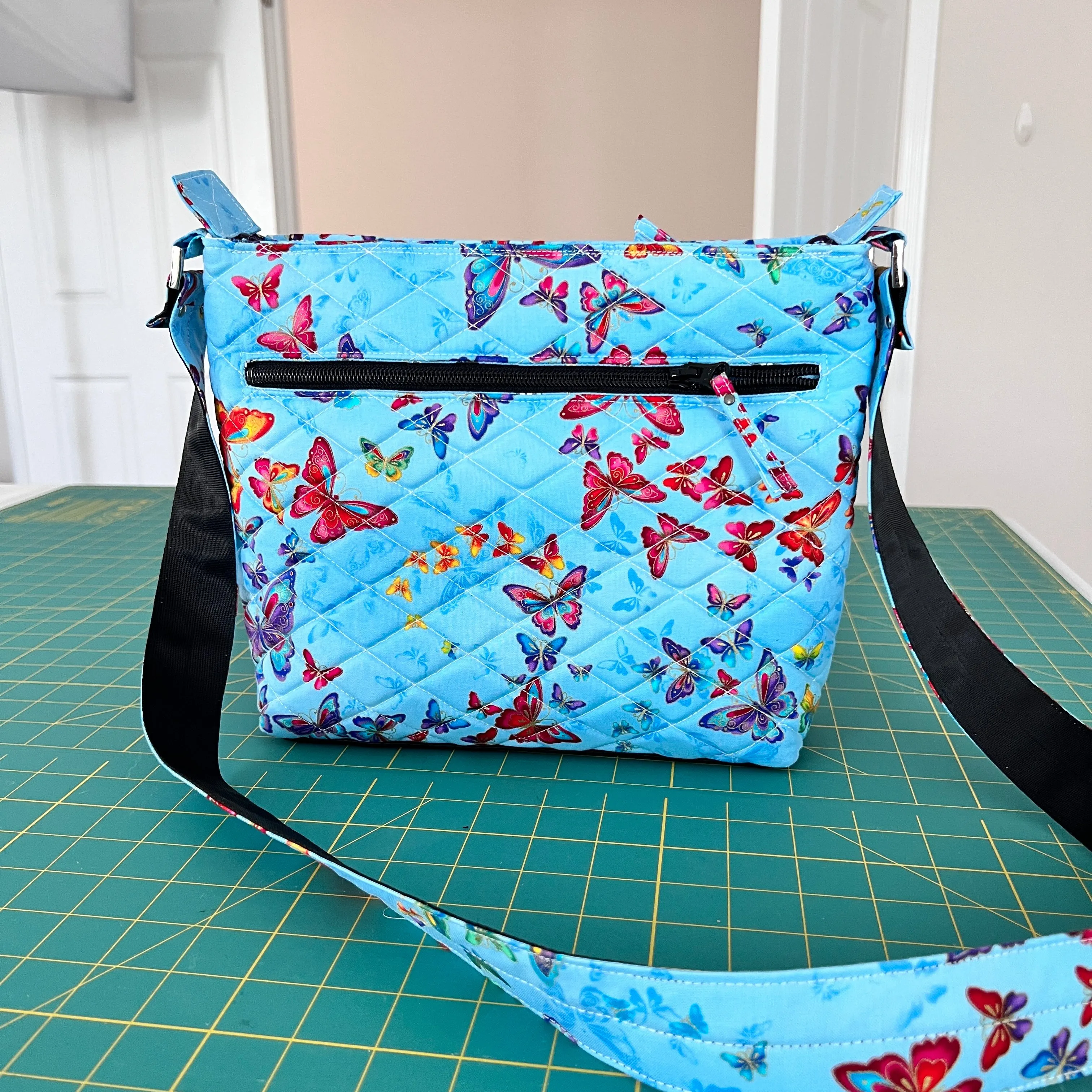 Crossbody messenger shoulder bag - Butterflies