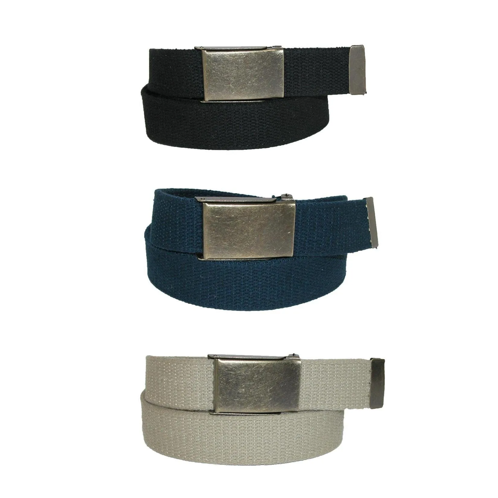 CTM® Men's Big & Tall Belt with Flip Top Brass Buckle (Pack of 3)