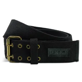 Double Prong Kilt Belt - Black Woven Cotton