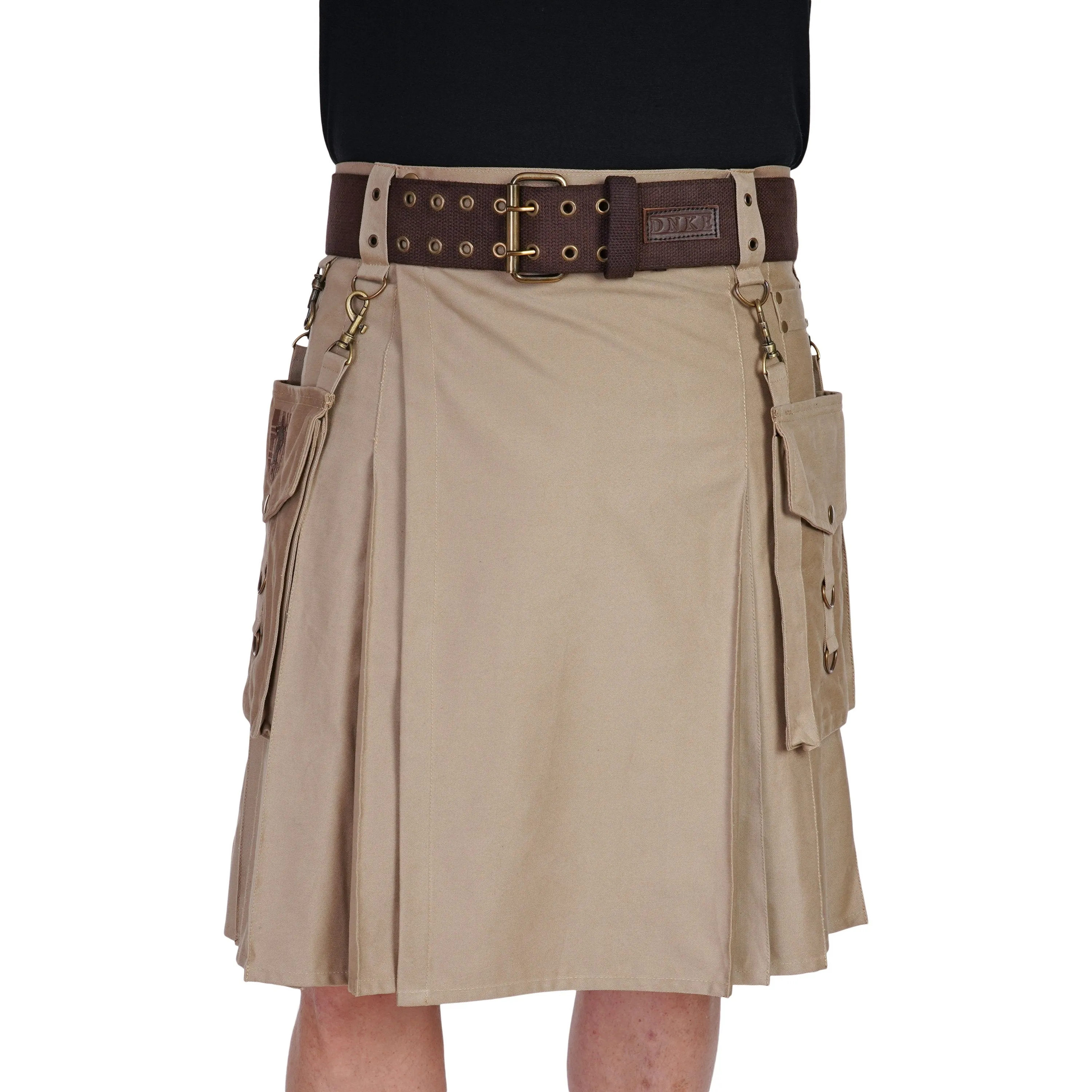 Double Prong Kilt Belt - Black Woven Cotton