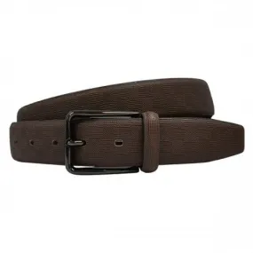 EMMANUEL - Mens Brown Leather Dress Belt with Bronze Buckle