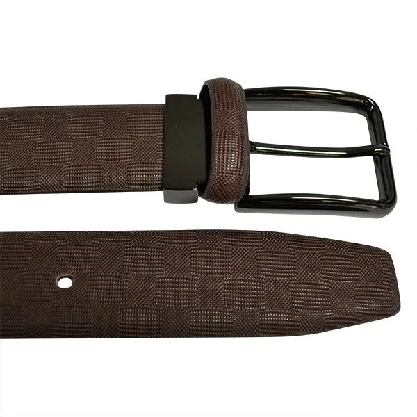 EMMANUEL - Mens Brown Leather Dress Belt with Bronze Buckle