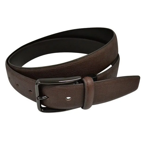 EMMANUEL - Mens Brown Leather Dress Belt with Bronze Buckle