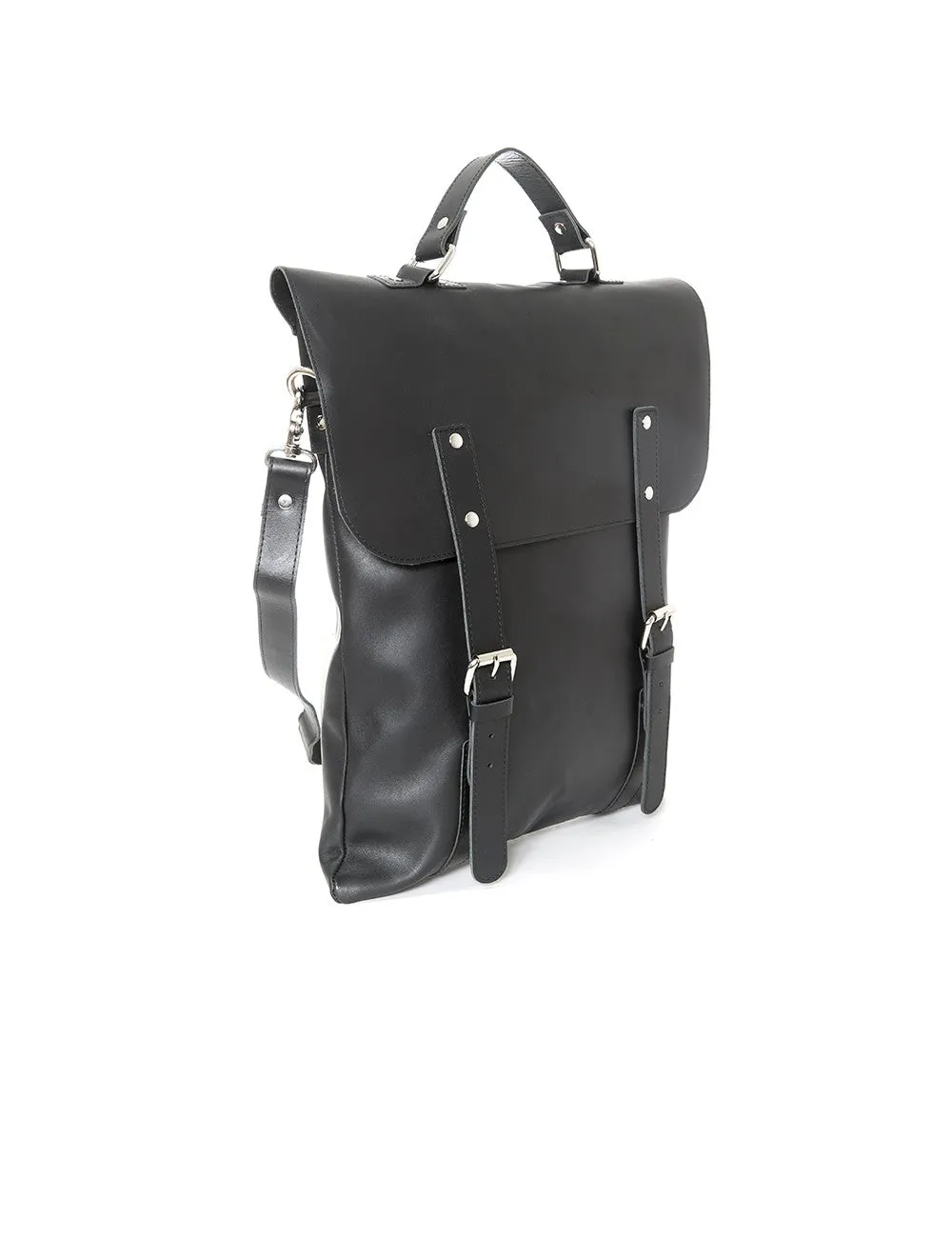 Enter Leather Messenger Tote in Black