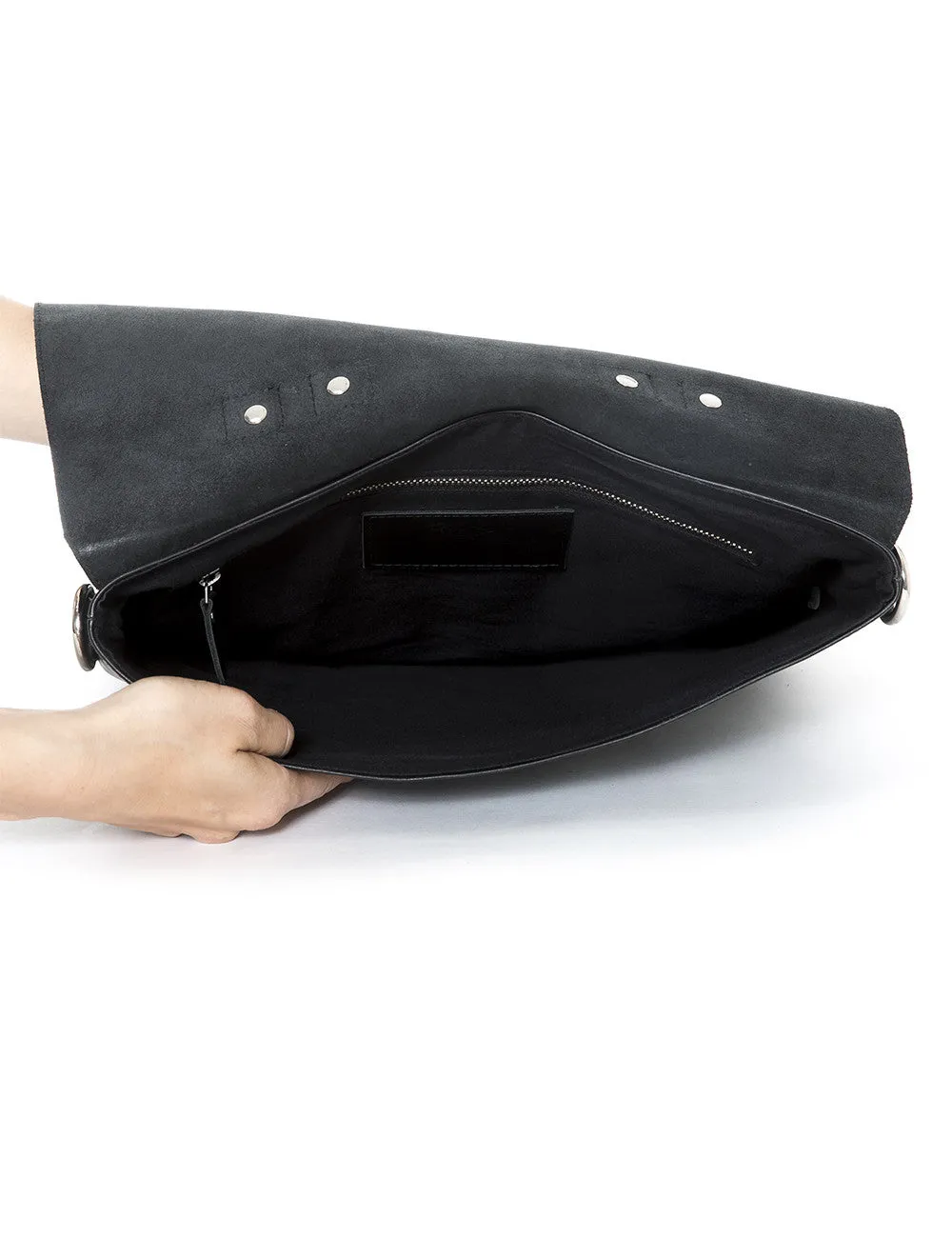 Enter Leather Messenger Tote in Black