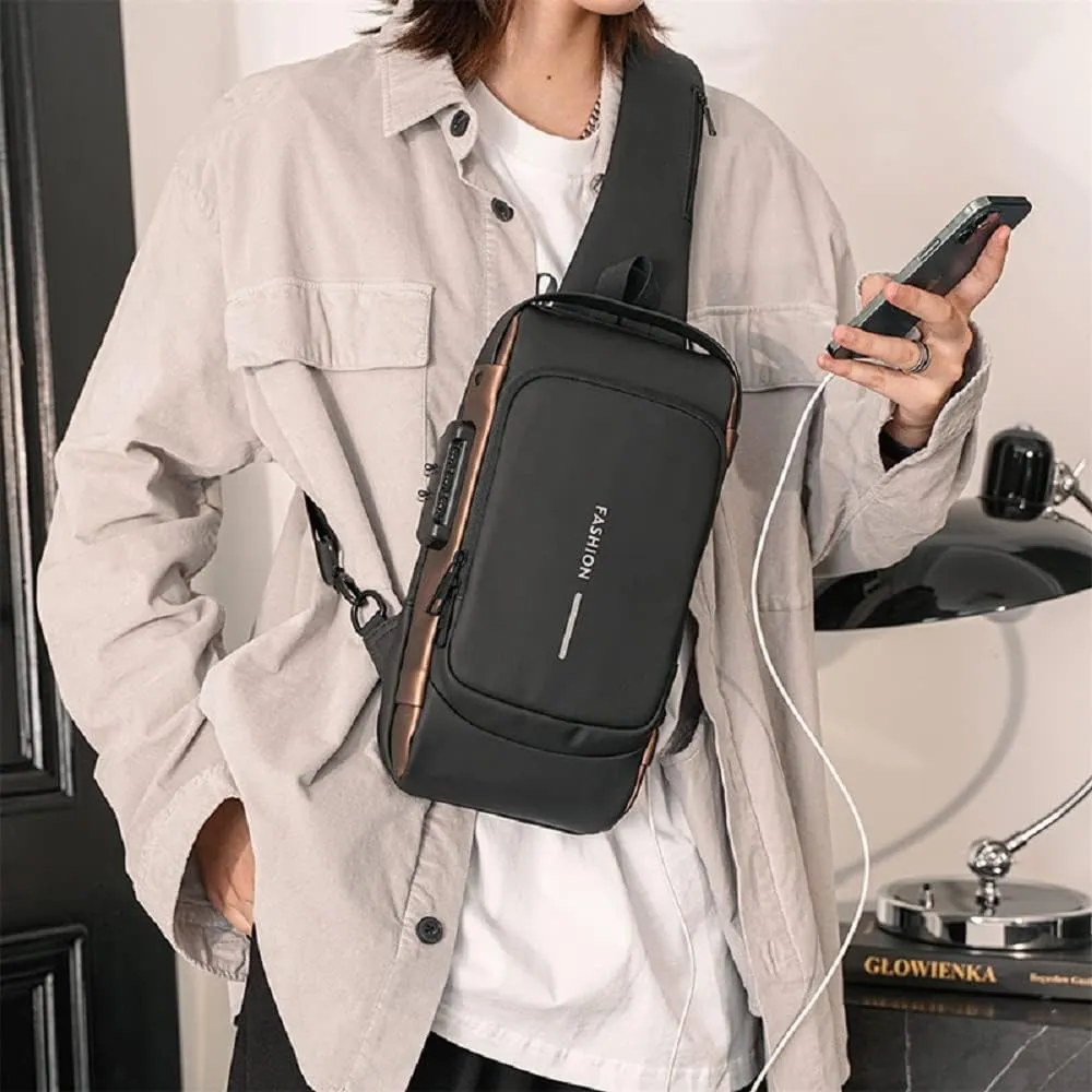 Fashion Travel Anti-Theft Shoulder Sling Crossbody Bag with USB Port