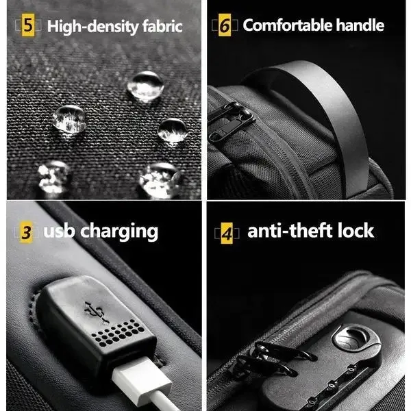 Fashion Travel Anti-Theft Shoulder Sling Crossbody Bag with USB Port