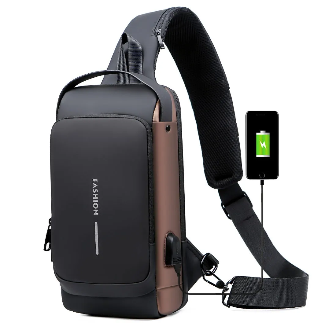 Fashion Travel Anti-Theft Shoulder Sling Crossbody Bag with USB Port