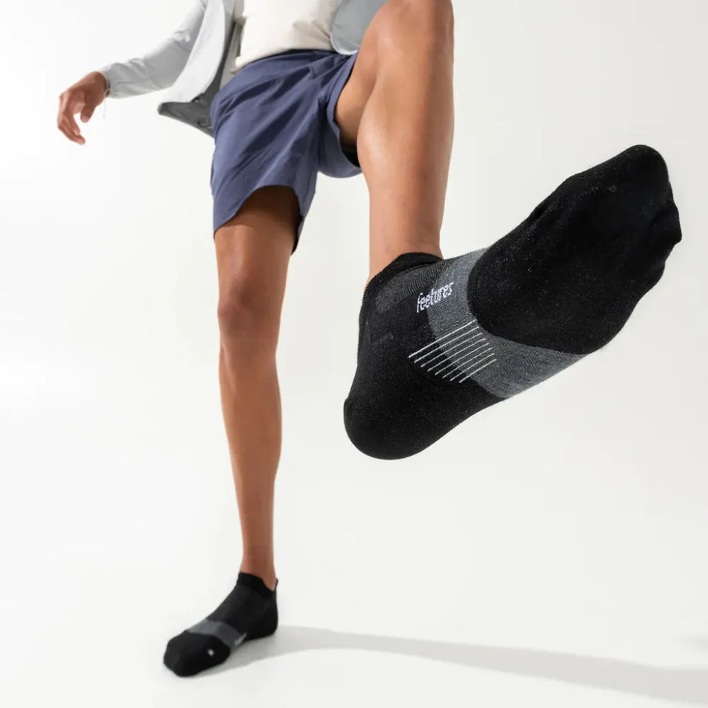 Feetures Merino 10 Max Cushion No Show Tab Socks - Charcoal