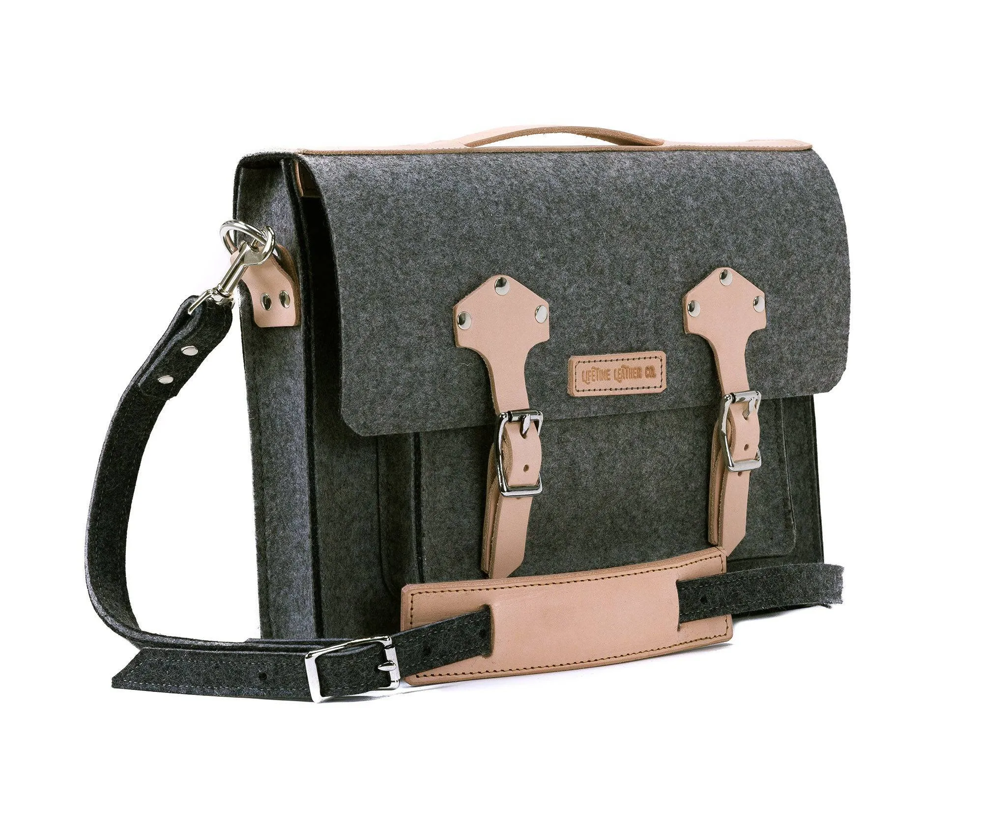 Felt & Leather Messenger Bag by Lifetime Leather Co