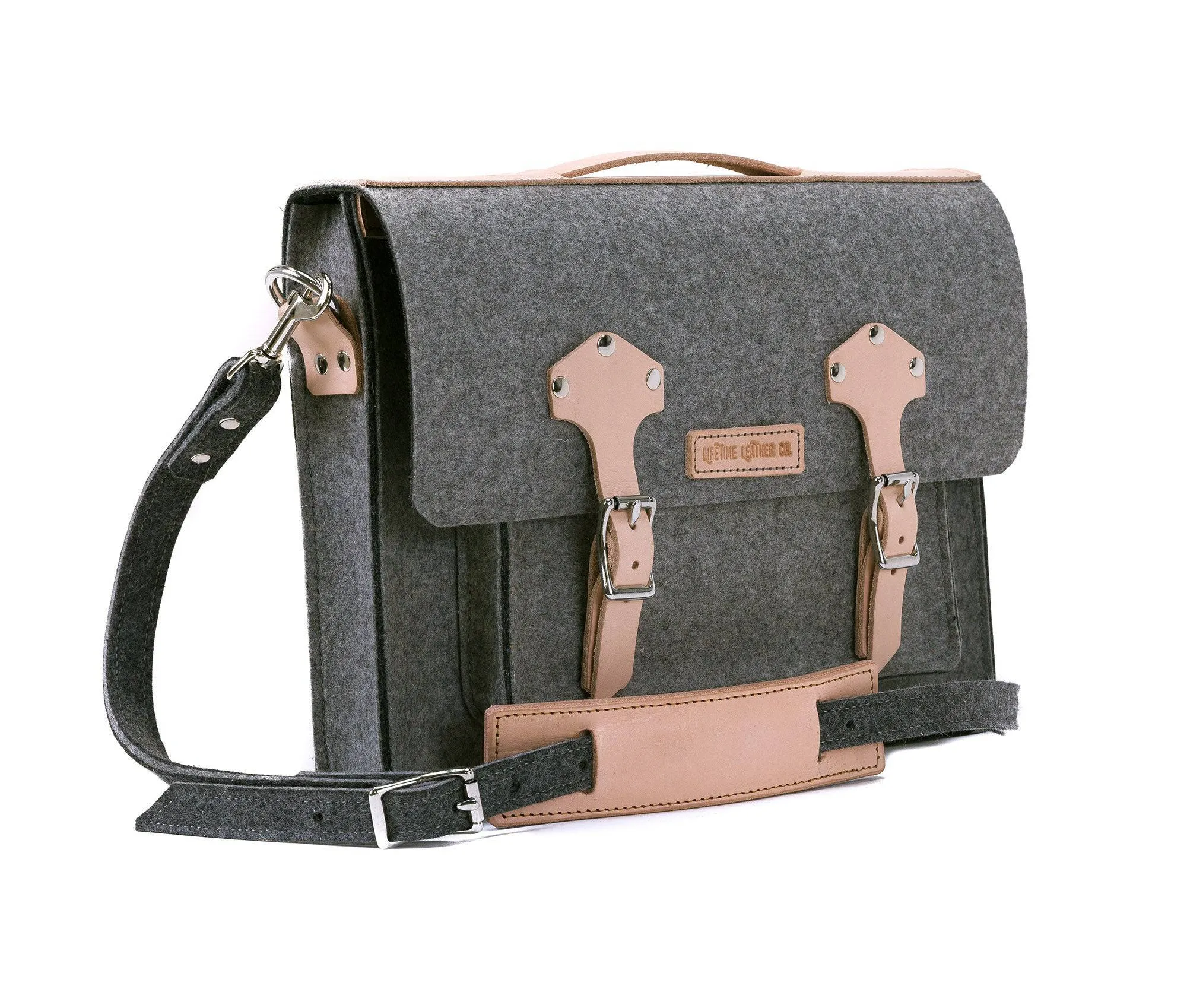 Felt & Leather Messenger Bag by Lifetime Leather Co