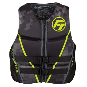 Full Throttle Mens Rapid-Dry Flex-Back Life Jacket - L - Black/Green