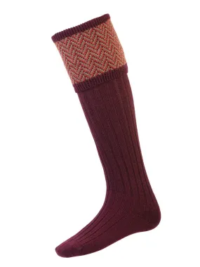 HOUSE OF CHEVIOT Herringbone Shooting Socks - Mens - Mulberry