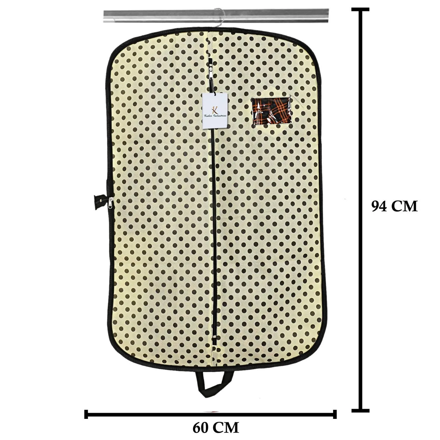 Kuber Industries Polka Dots Printed 12 Pieces Foldable Non Woven Men's Coat Blazer Cover (Cream) -CTKTC43370