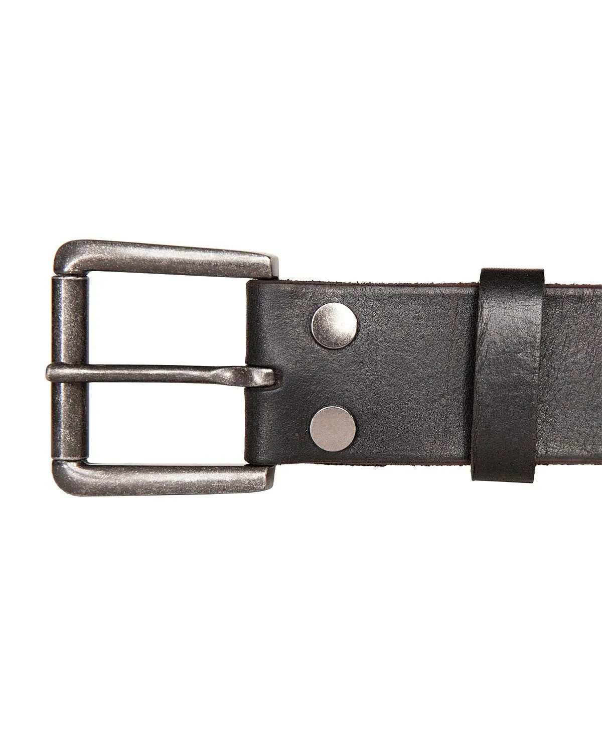 Lucky Brand Men's Roller Buckle Leather Denim Belt with Rivets, Black