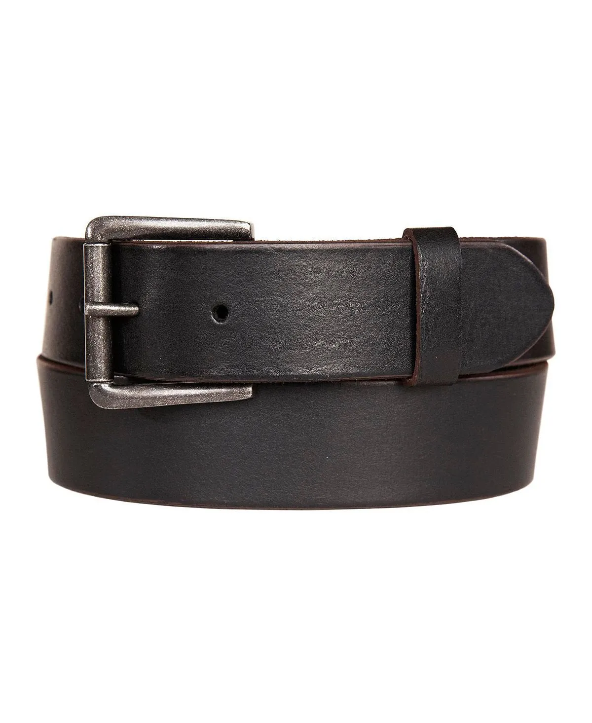 Lucky Brand Men's Roller Buckle Leather Denim Belt with Rivets, Black