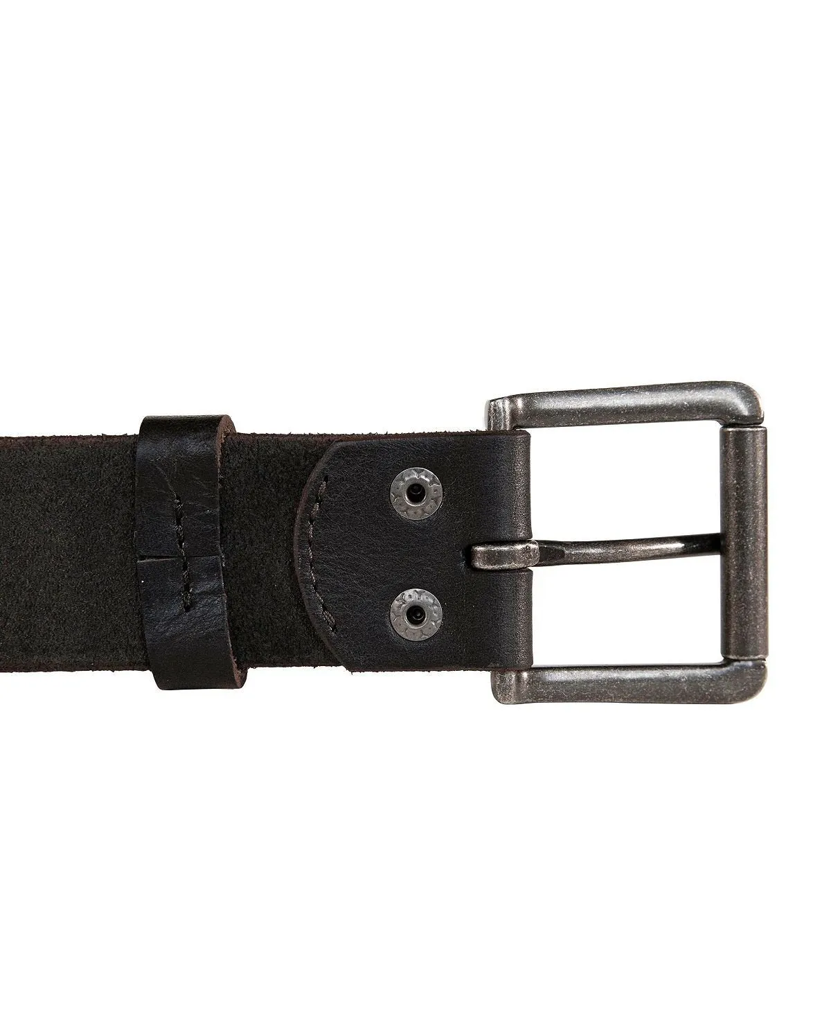 Lucky Brand Men's Roller Buckle Leather Denim Belt with Rivets, Black