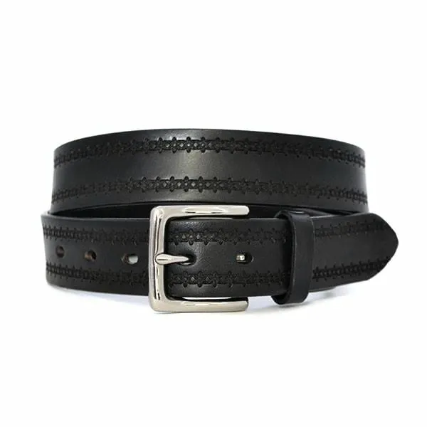 LUTHER - Womens Unisex Black Leather Belt