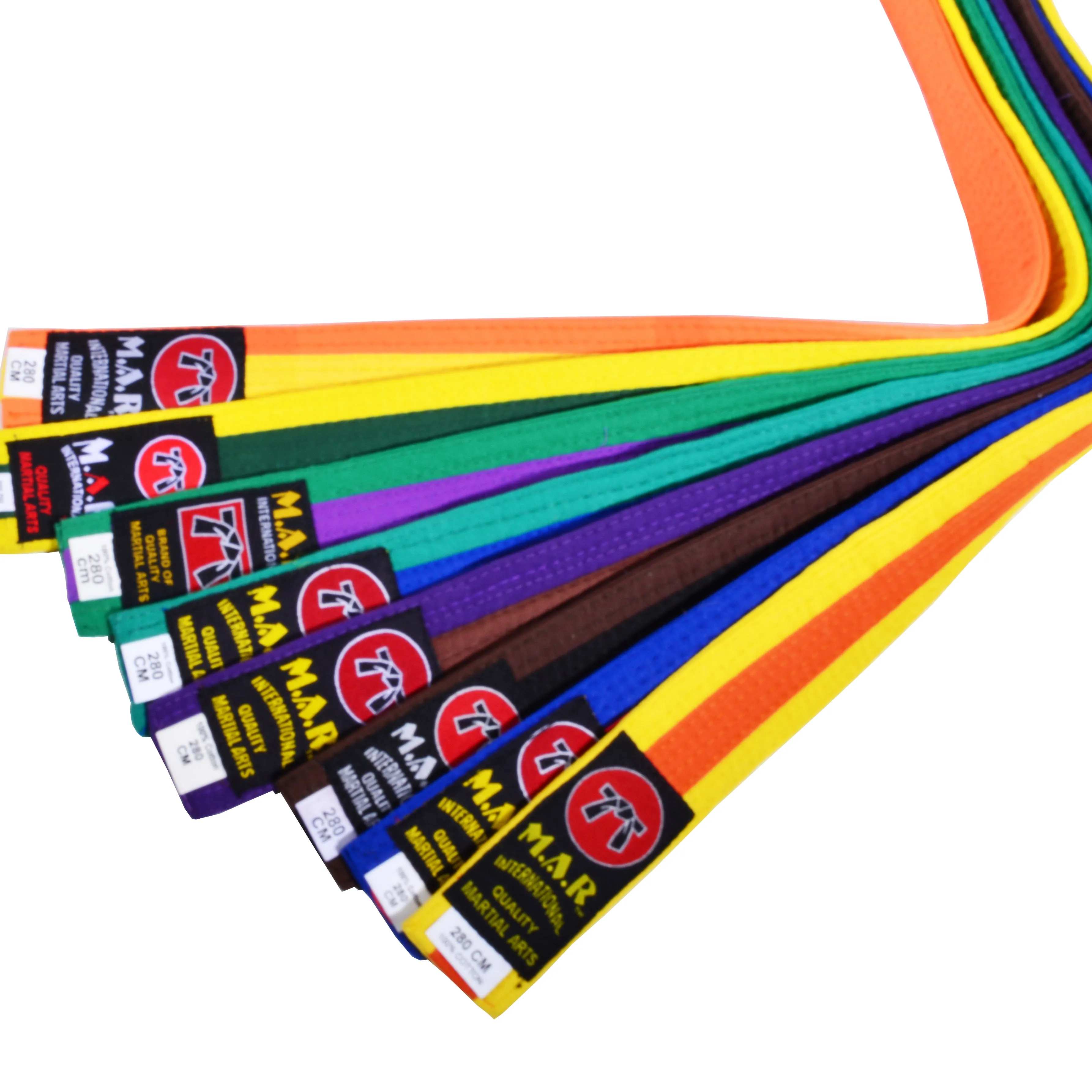 MAR-076 | Coloured Striped Grading Belts (K-T)