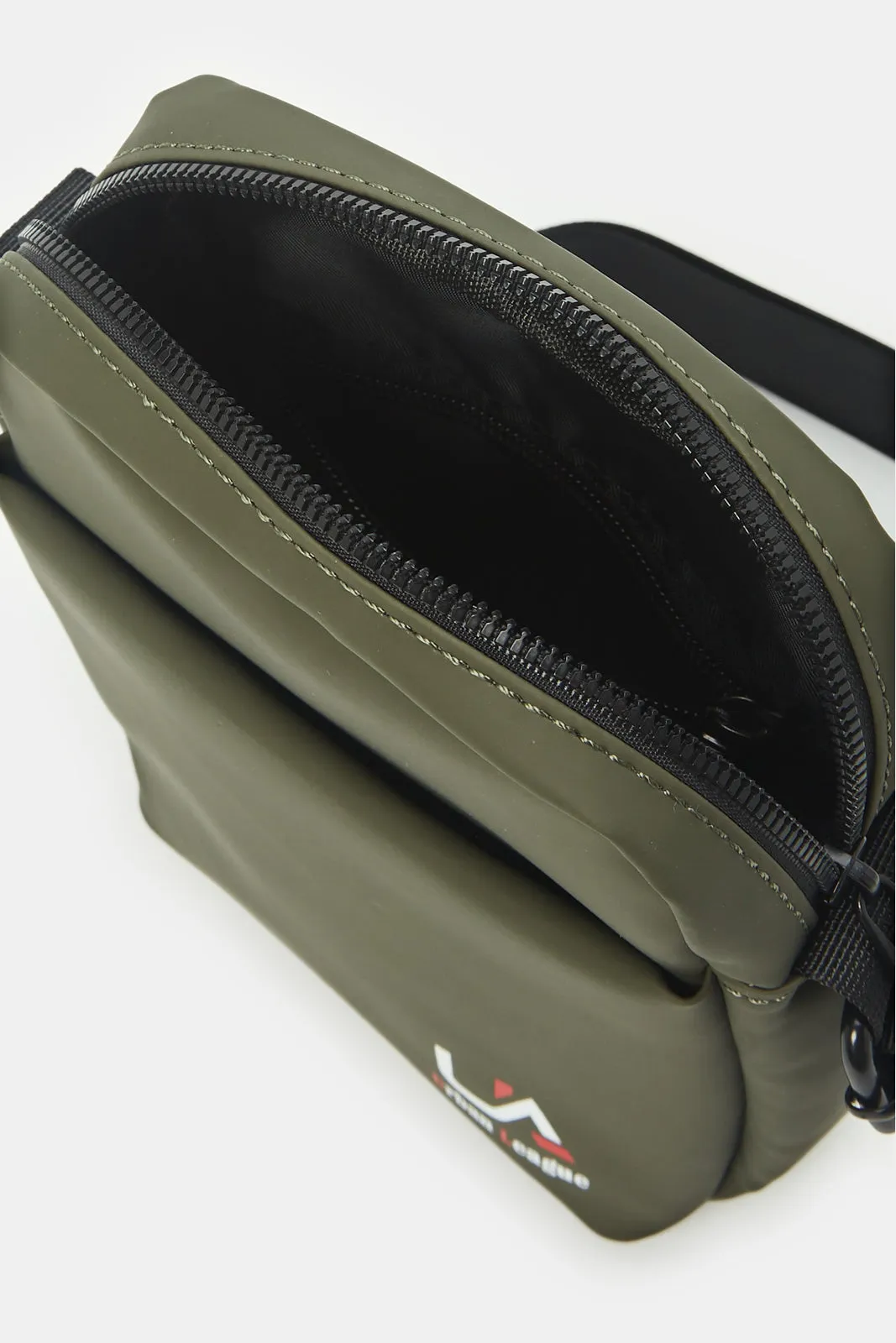 Men Green Printed Message Bag