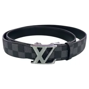 Men's Black and Grey Belt Genuine plaid Leather Sliver Buckle