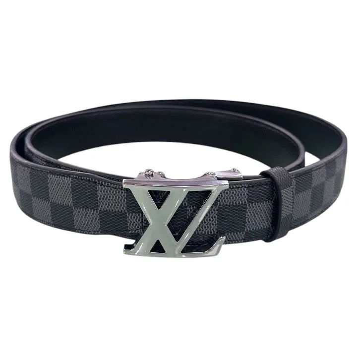 Men's Black and Grey Belt Genuine plaid Leather Sliver Buckle