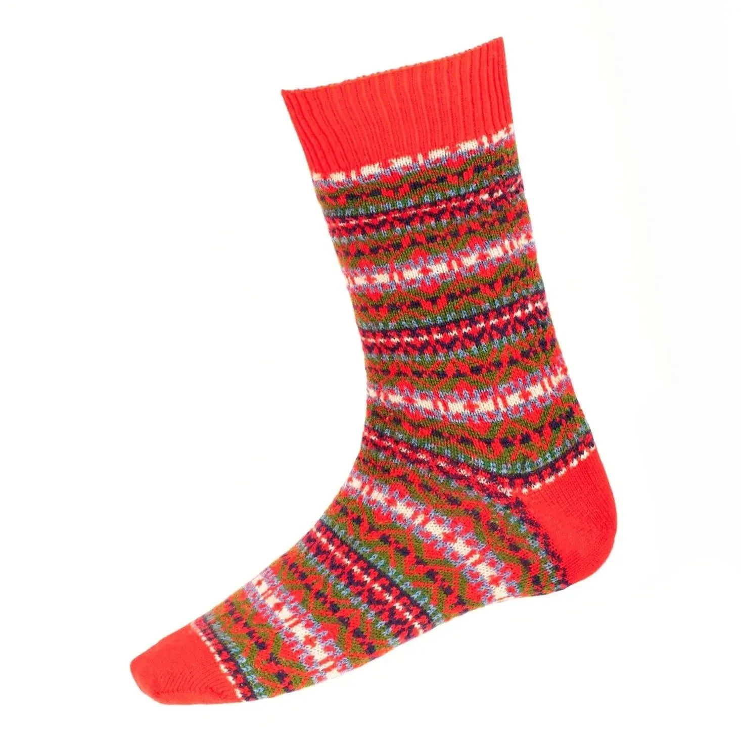 Men's Fair Isle Socks - Tartan Red