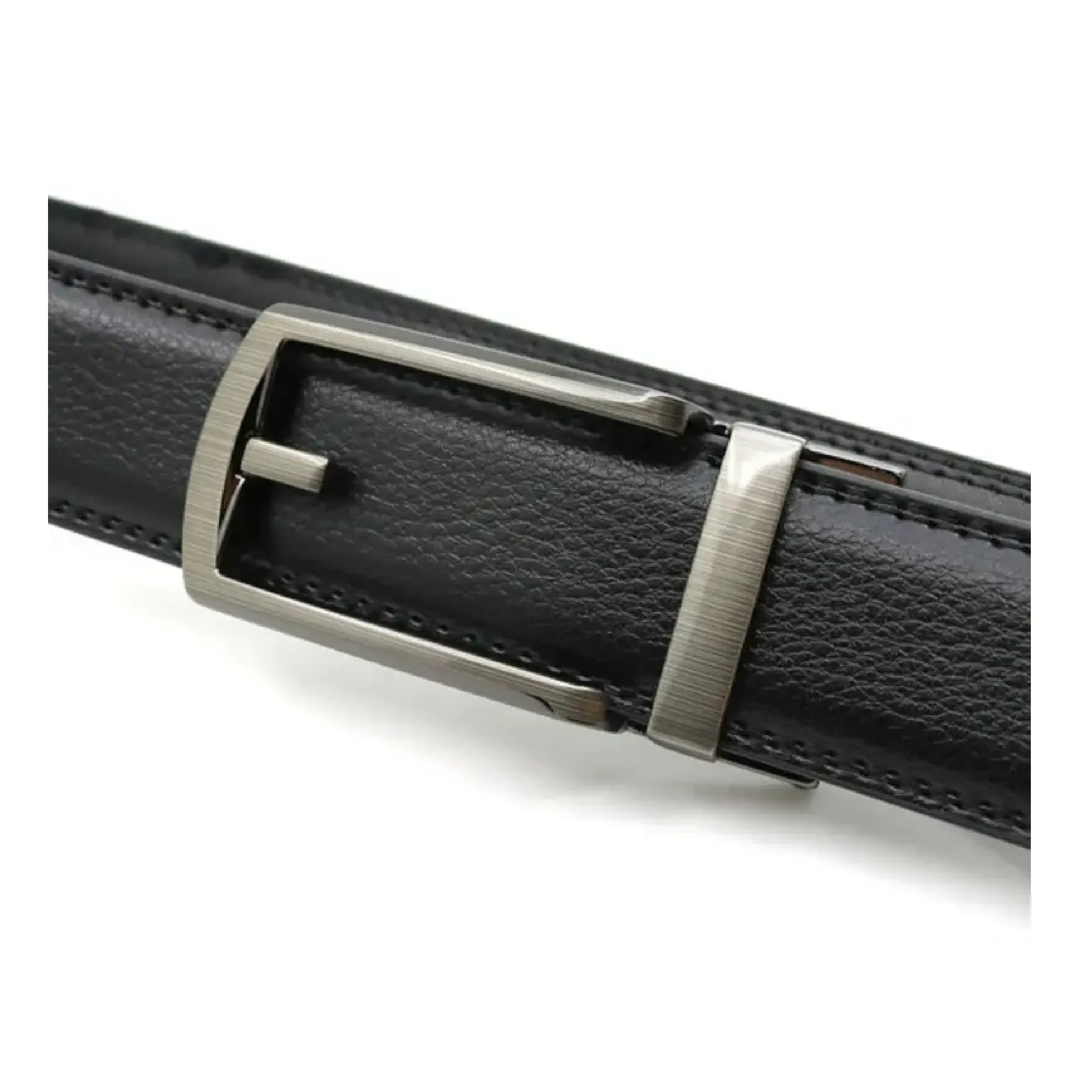 Men's Genuine Leather Reverse Buckle Belt, Automatic Buckle Belt, Pin Buckle Belt For Pants