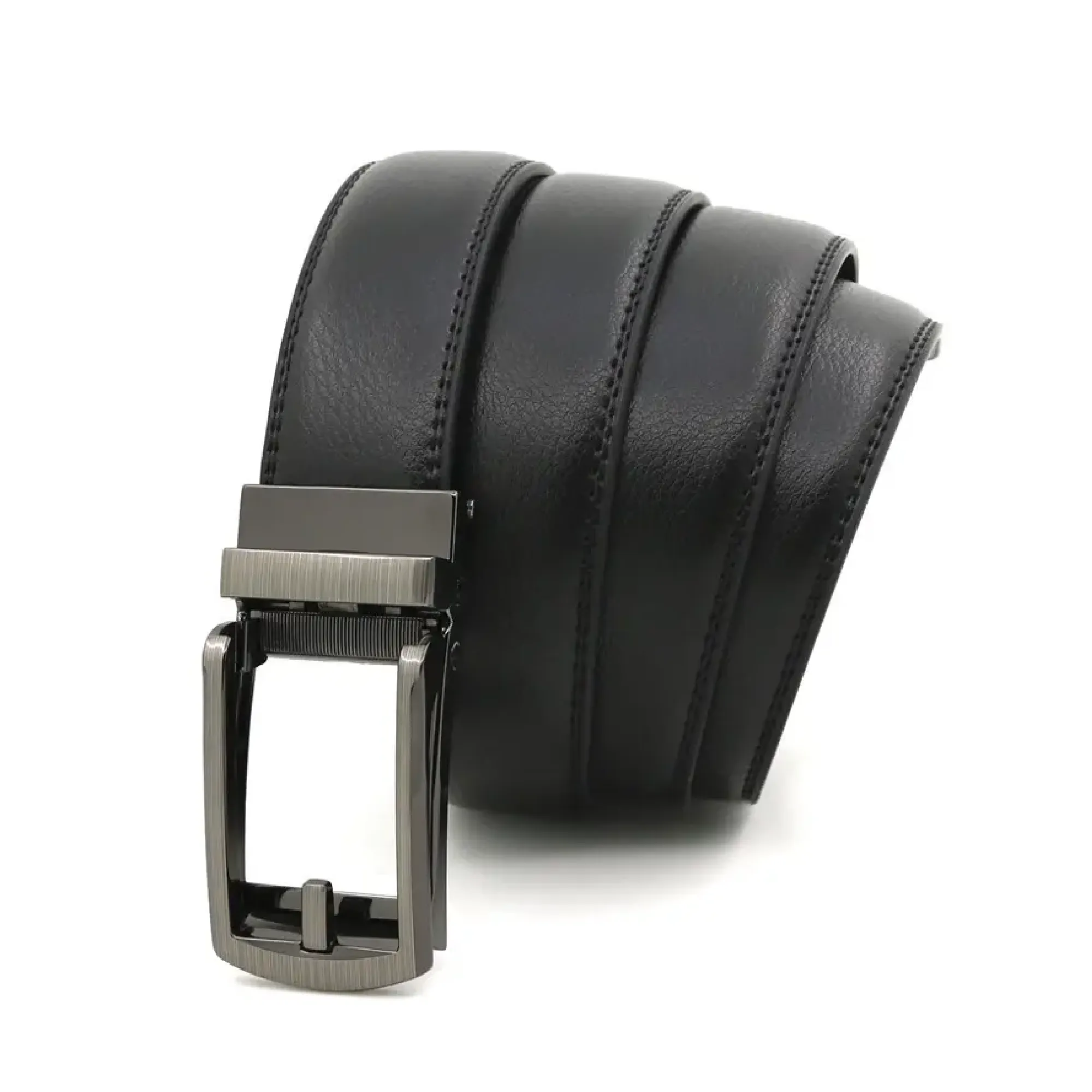 Men's Genuine Leather Reverse Buckle Belt, Automatic Buckle Belt, Pin Buckle Belt For Pants