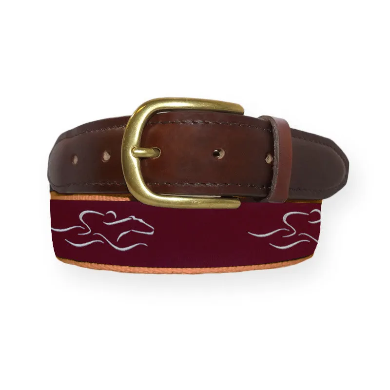 Mens Signature Canvas & Leather Belt - Cardinal