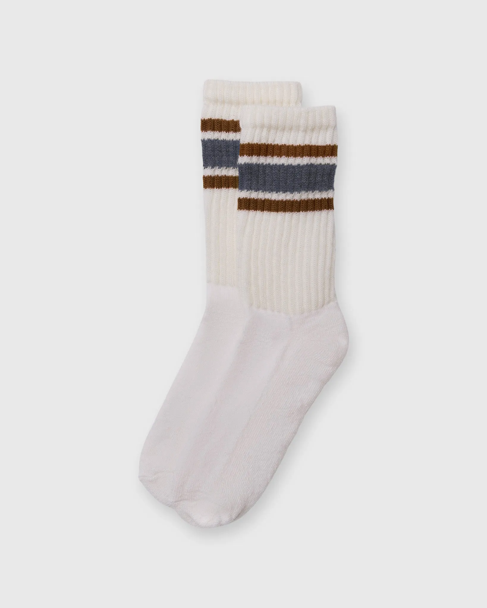 Merino Retro Stripe Socks in Denim/Brown