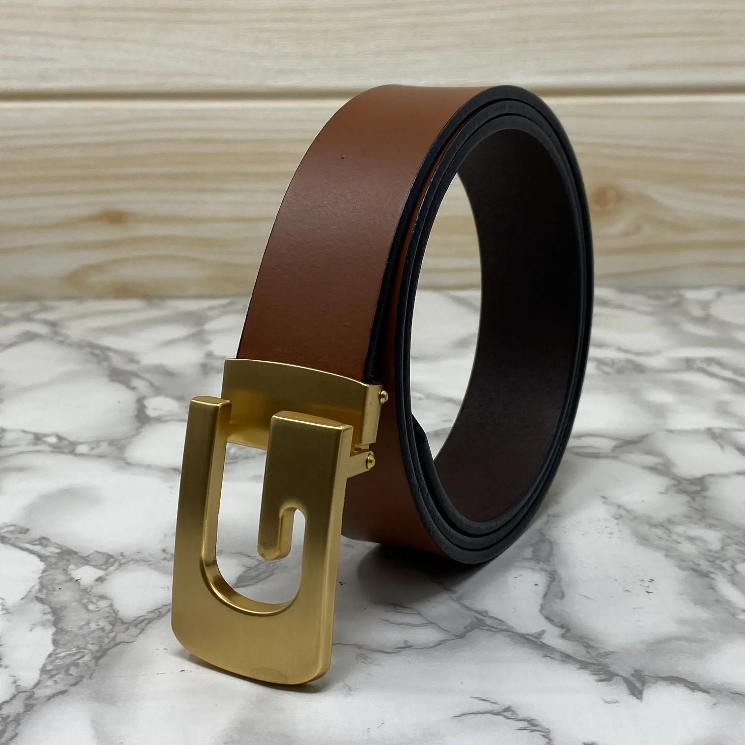 Metal  G-Shape Leather Strap Belt-JonasParamount