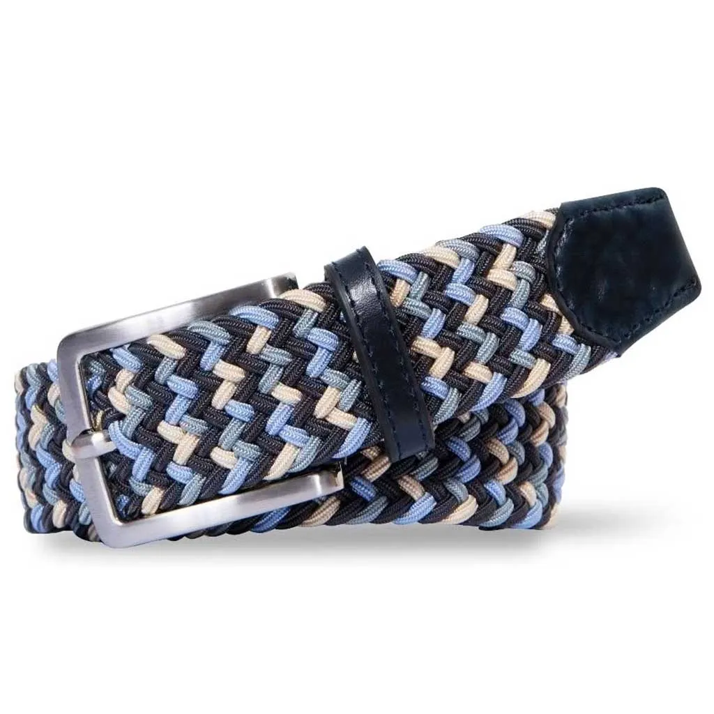 MEYER Woven Belt - Super Stretch - Multi Colour Blue