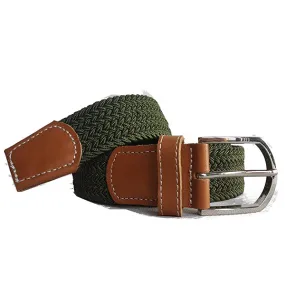 OSCAR - Mens Olive Woven Cotton Elastic Belt